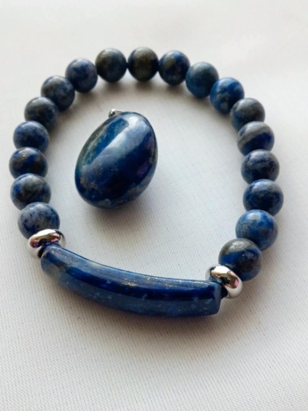 Lapis Lazuli Crystal Bracelet And Pendant Set